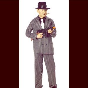 Kids Pinstripe Gangster Costume - Black and White